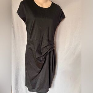 JIL SANDER BLACK COTTON SHEATH DRESS SIZE 2-4